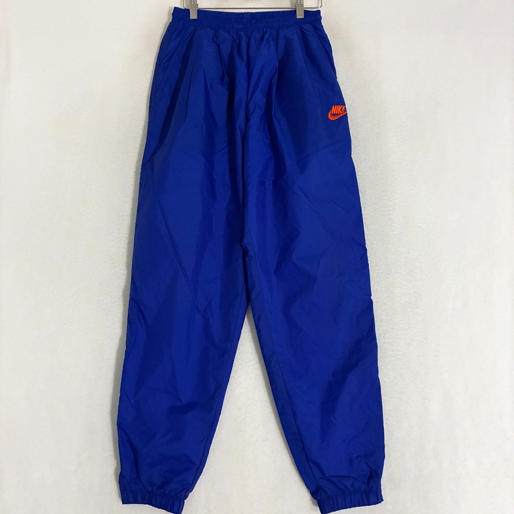 Vtg 90s Nike Windbreaker Jogger Track Pants Mens S Ankle Zip Elastic Waist Shiny
